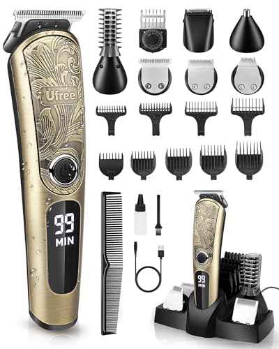 Ufree Beard Trimmer for Men with Charging Stand, IPX7 Waterproof Electric Razor Shavers