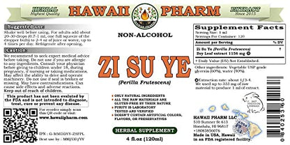 HawaiiPharm Zi Su Ye Alcohol-Free Liquid Extract, Zi Su Ye (Perilla Frutescens) Dried Leaf