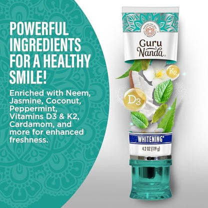 GuruNanda Whitening Duo – Hydroxyapatite Toothpaste & 7-Day Whitening Strips for a Brighter Smile & Stronger Teeth