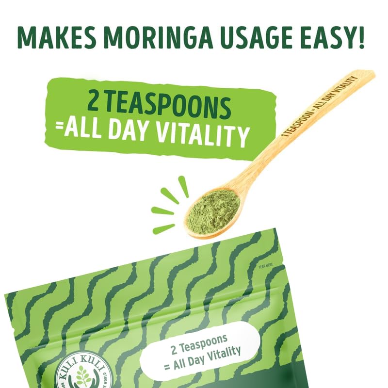 Kuli Kuli Moringa Oleifera Organic Leaf Powder & Green Smoothie, 100% Pure USDA