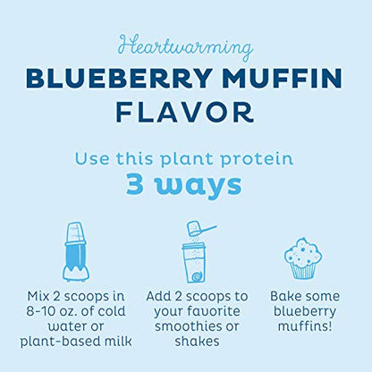 KOS Plant Based Protein Powder, Blueberry Muffin - Organic Pea Protein Superfood