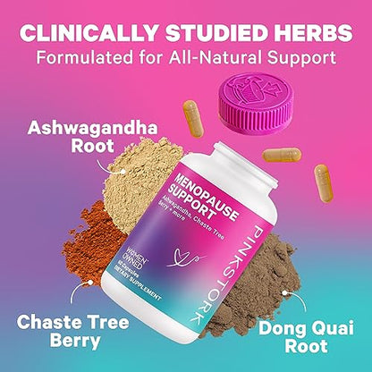 Pink Stork Menopause Supplements for Women with Ashwagandha and Black Cohosh
