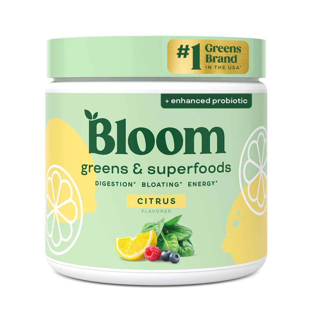 Bloom Nutrition Superfood Greens Powder, Berry, 30 Servings | Digestive Enzymes with Probiotics and Prebiotics, Gut Health, Bloating Relief for Women, Chlorella, Green Juice Mix