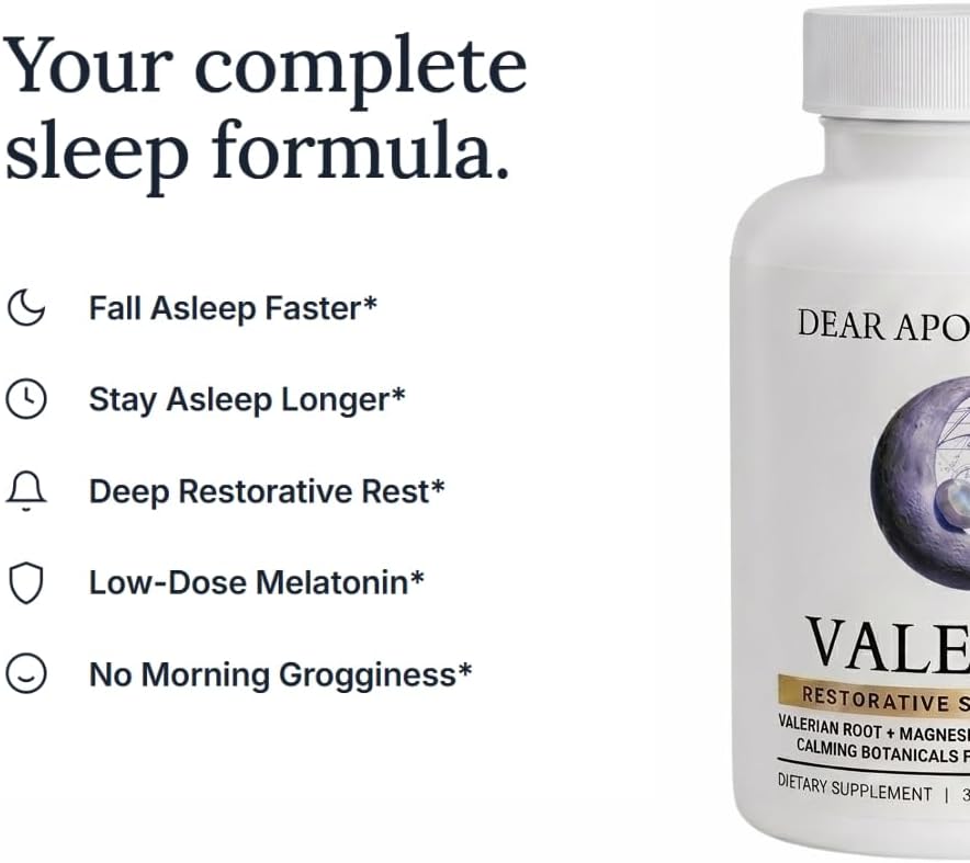 Valerian Sleep Aid for Adults - Valerian Root 400mg, Magnesium 250mg, Ashwagandha, L-Theanine, Melatonin 1.5mg - Deep Sleep & Relaxation - Vegan, Non-GMO - 60 Count