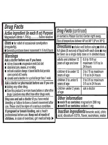 Swan Lemon Magnesium Citrate Oral Solution (10 oz), Natural Lemon Flavor, Gentle
