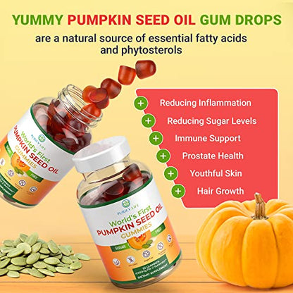 Sugar-Free Pumpkin Seed Oil Gummies (4,000mg/serving) Pumpkin Seed Oil for Hair Growth