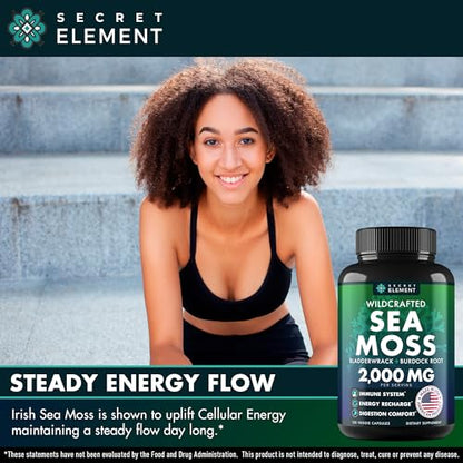 Sea Moss Capsules - Irish Sea Moss Advanced with Burdock Root, Bladderwrack