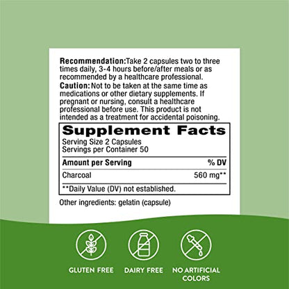 Nature's Way Activated Charcoal - Digestive Supplement - Active Charcoal Supplement