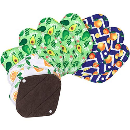 Teamoy 10pcs Cloth Panty Liners, Reusable Sanitary Pads with Wet Bag, Washable Cloth Menstrual Pads