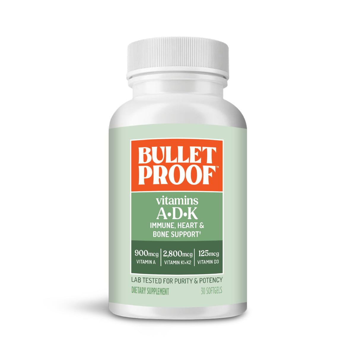 Bulletproof Vitamins A-D-K Softgels, 30 Count, Supplement for Heart, Bone Health and Immune Support
