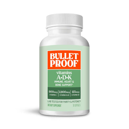 Bulletproof Vitamins A-D-K Softgels, 30 Count, Supplement for Heart, Bone Health and Immune Support