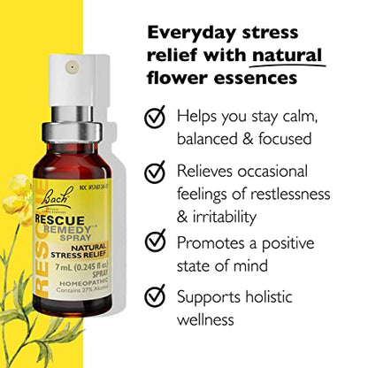 Day & Night Bundle, Bach RESCUE REMEDY Spray, Natural Stress Relief [and] RESCUE SLEEP Spray