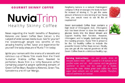 Nuvia Trim - Gourmet Instant Coffee for Weight Loss, with Garcinia Cambogia, Raspberry