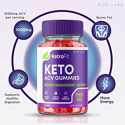 rize labs (2 Pack) RetroFit Keto Gummies - Retro Fit ACV for Advanced Weight Loss