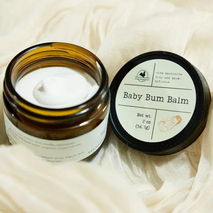 Hearth & Homestead Baby Bum Balm, Grass Fed Tallow Diaper Rash Cream with Zinc Oxide & Bentonite Clay, Fragrance Free Diaper Cream for Sensitive Baby Skin, Newborn Safe, 2oz