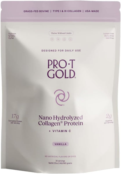 ProT Gold Collagen Protein Powder, Vanilla, Gluten Free, 23 oz