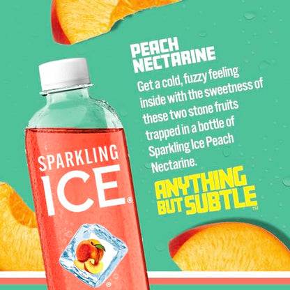 Sparkling Ice, Peach Nectarine Sparkling Water, Zero Sugar Flavored Water, with Vitamins