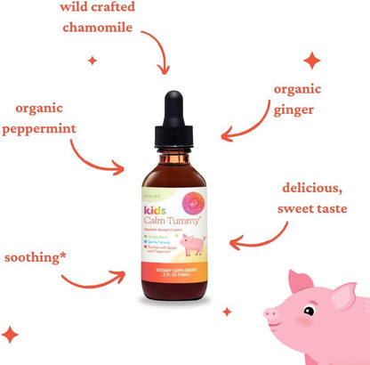 SPRIGS Kids Calm Tummy | Herbal Drops for Children with Organic Peppermint Ginger Chamomile | Drops for Stomach Comfort Healthy Digestion Gas Relief Gentle Liquid Kids Tummy Relief Calm Kid - 2 Fl Oz