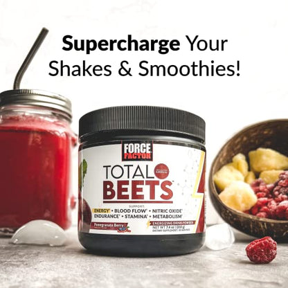 Force Factor Total Beets Energy Drink Mix, Superfood Beet Root Powder with Nitrates