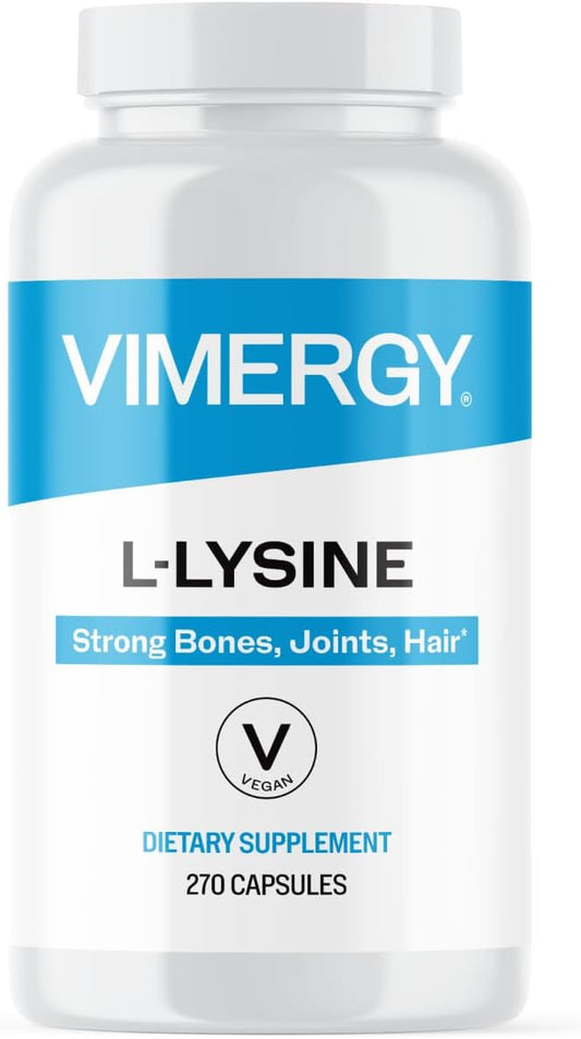 Vimergy L-Lysine – Promotes Healthy Skin, Hair & Nails* – Supports Healthy Metabolism* – Vegan, Non-GMO & Gluten-Free – 270 Capsules