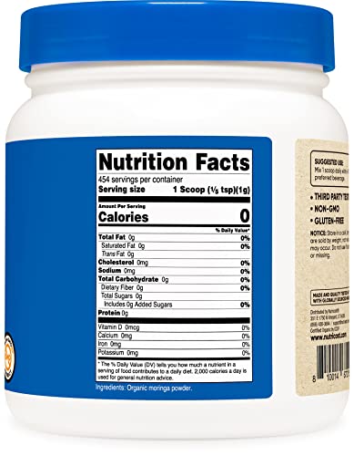 Nutricost Organic Moringa Powder 1LB (16oz) - Gluten Free, Non-GMO, Vegetarian Friendly