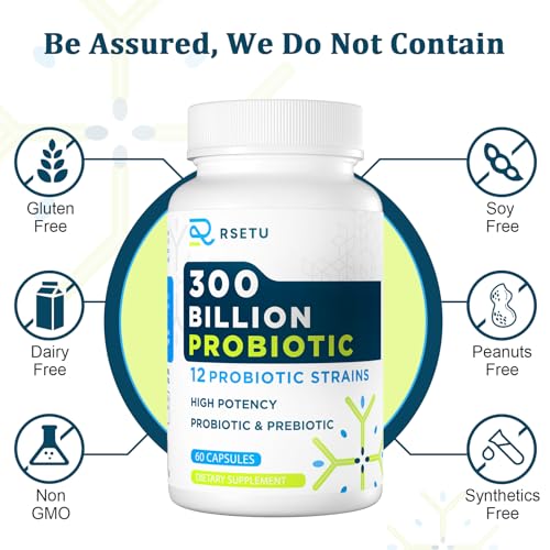 Probiotics for Women Men: 300 Billion CFU Probiotic High Potency + 12 Strains Organic