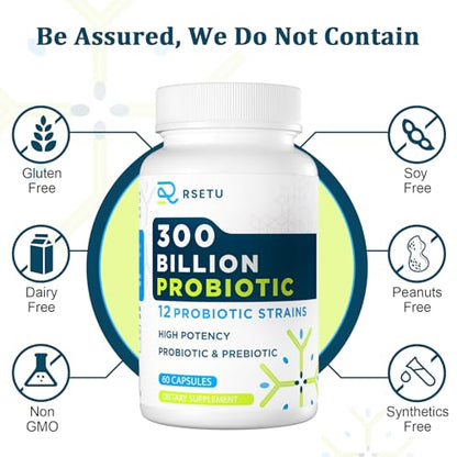 Probiotics for Women Men: 300 Billion CFU Probiotic High Potency + 12 Strains Organic