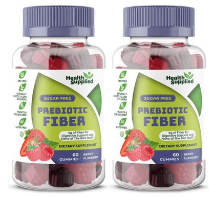 Fiber Prebiotic Gummies Sugar Free, Keto Friendly 2 Pack | Gut Cleansing, Digestive Health
