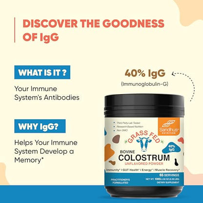 Sandhu's Pure Bovine Colostrum Powder Supplement for Humans |40% IgG Highly