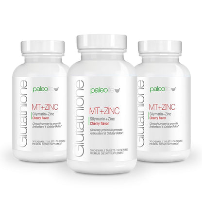 Paleolf Premium Glutathione + Milk Thistle + Zinc - 30 Chewable Tablets, Cherry Flavor (1-Pack)