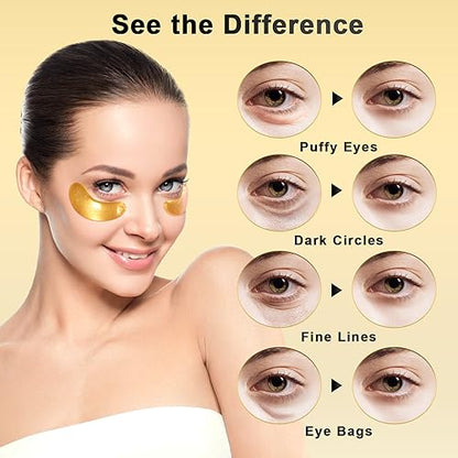Tibobo Under Eye Patches (24 Pairs) - 24K Gold Eye Masks Enriched with Abundant