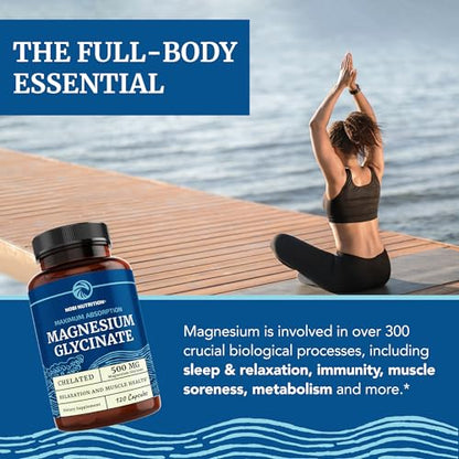 Magnesium Glycinate 500mg | Chelated Bisglycinate Complex for Muscle Relaxation
