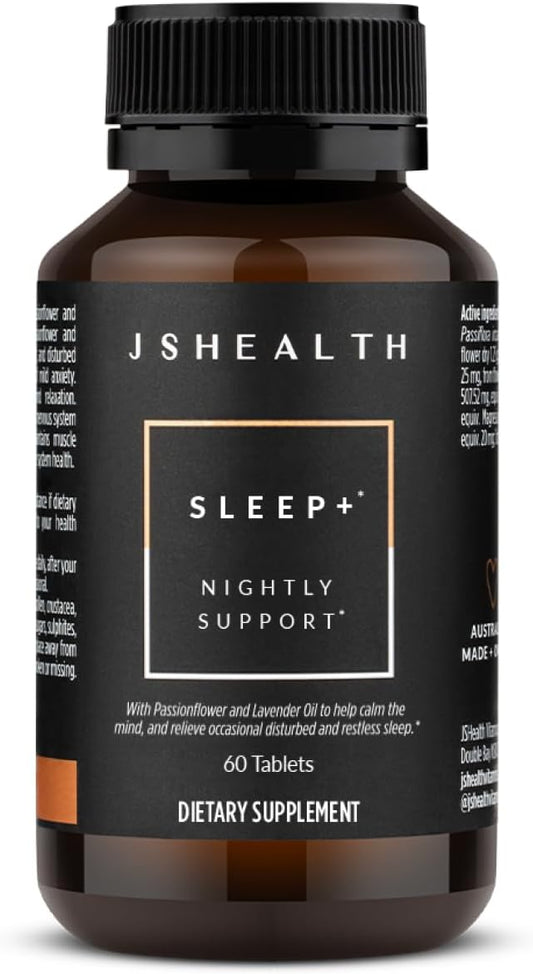 JSHealth Sleep Aid with Magnesium, Lavender & Passionflower, 60 Tablets | Sleep Supplement for Adults, Non-Drowsy Supplement Calms Body & Mind
