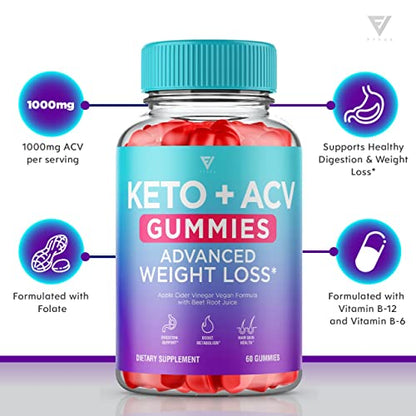 (2 Pack) Keto ACV Gummies Advanced Weight Loss, ACV Keto Gummies Fat Apple Cider