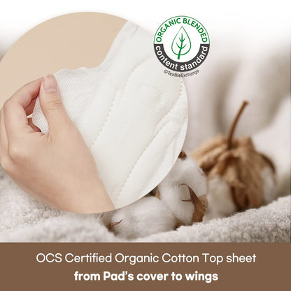 SANDEULSANDEUL Sensitive Plus Organic Pads Long/Large - Heavy Absorbency, Unscented