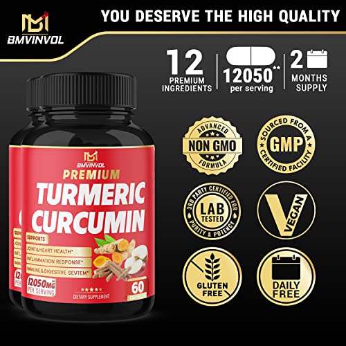 (2 Packs) Premium Turmeric Curcumin Supplement 12050mg with Ginger, Apple Cider