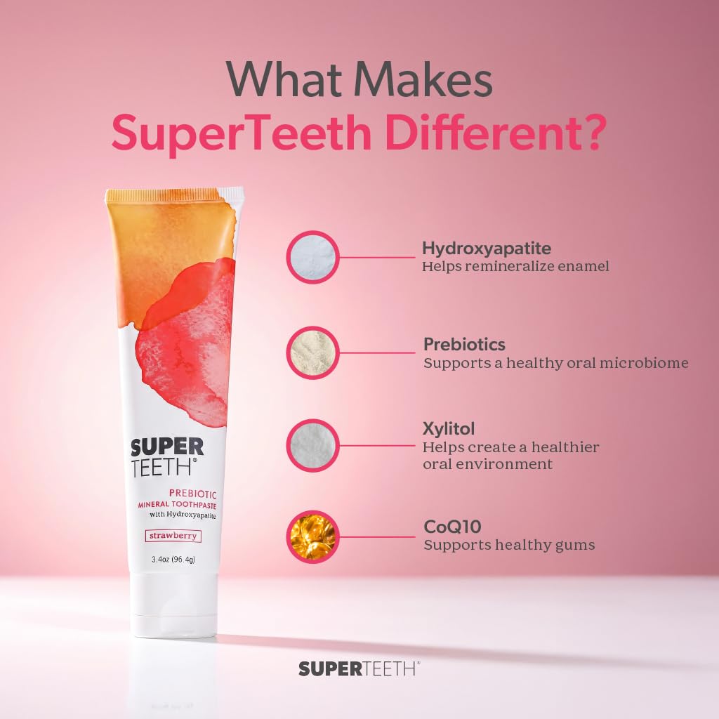 SuperTeeth Prebiotic Hydroxyapatite Toothpaste, Fluoride-Free - Mint