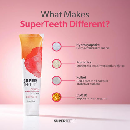 SuperTeeth Prebiotic Hydroxyapatite Toothpaste, Fluoride-Free - Mint