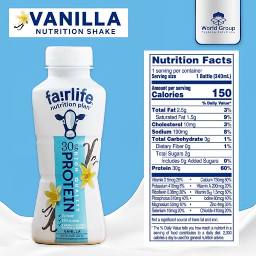 Fair life Nutrition Plan 30g Vanilla Protein Shake 8 Pack World Group Packing Solutions