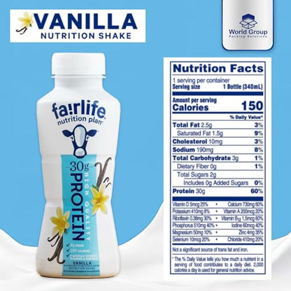 Fair life Nutrition Plan 30g Vanilla Protein Shake 8 Pack World Group Packing Solutions