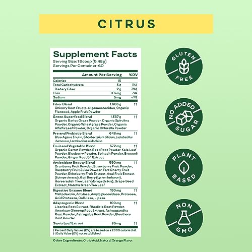 Bloom Nutrition Super Greens Powder Smoothie & Juice Mix - Probiotics