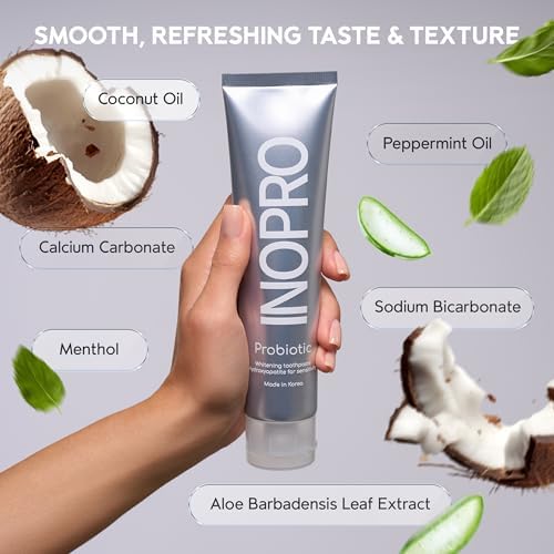 InoPro Teeth Whitening Strips 14 Treatments Kit + InoPro Whitening Hydroxyapatite Toothpaste with Probiotic for Sensitive Teeth 5oz