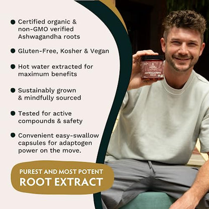 TRIBE ORGANICS Vegan Ashwagandha KSM 66 Pure Organic Root Powder Extract Ayurvedi