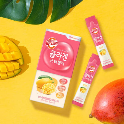 KWANGDONG Vita500 Mango Collagen Peptides Stick Jelly, with Vitamin C, to Support Skin