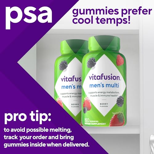 vitafusion Adult Gummy Vitamins for Men, Berry Flavored Daily Multivitamins