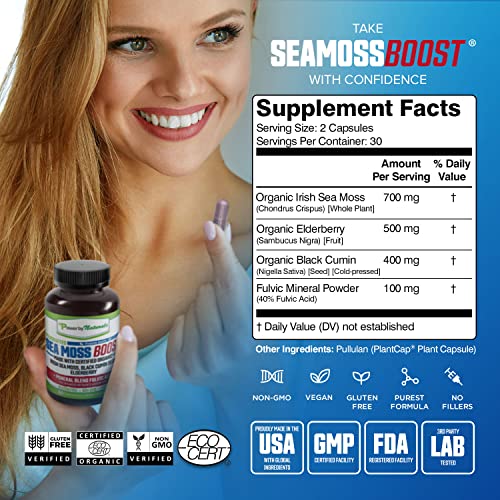 Power By Naturals Sea Moss Advanced with Black Seed Oil & Elderberry Capsules