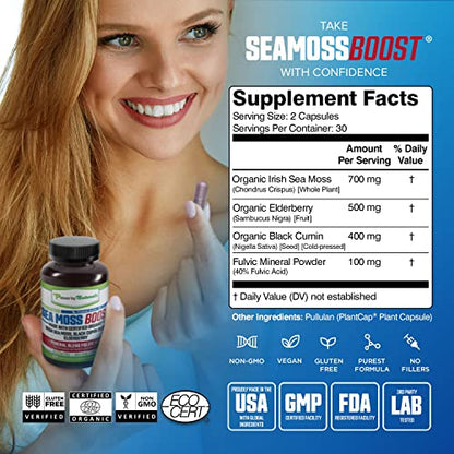 Power By Naturals Sea Moss Advanced with Black Seed Oil & Elderberry Capsules