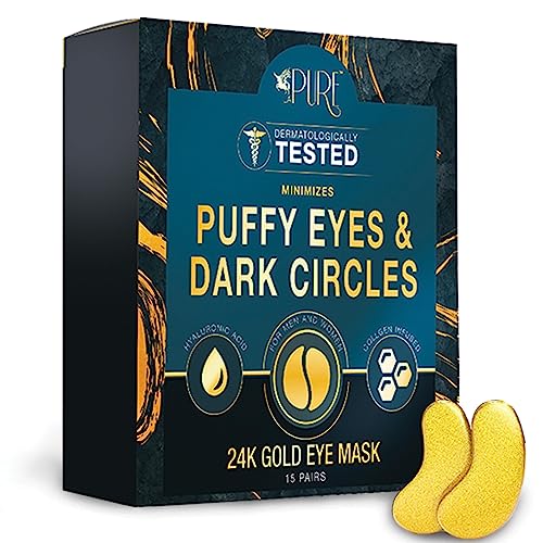 LA PURE 24K Gold Eye Treatment Masks - Under Eye Patches, Under Eye Bags Treatment
