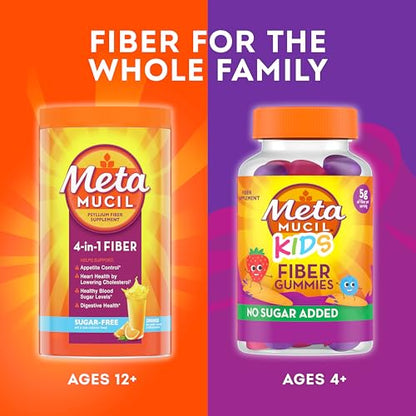Metamucil, Daily Psyllium Husk Powder Supplement, Sugar-Free Powder, 4-in-1 Fiber