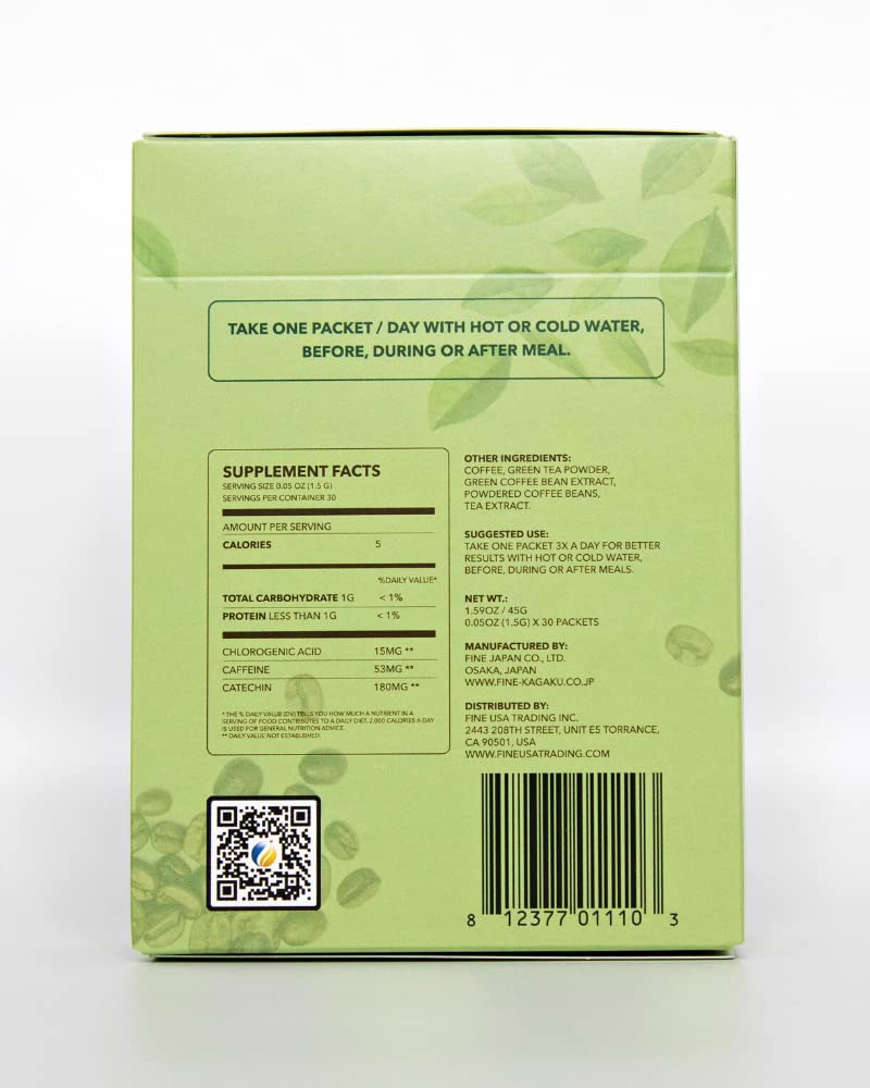 Fine USA Green Tea & Coffee | Clean Energy & Focus | Boost Metabolism | Catechins